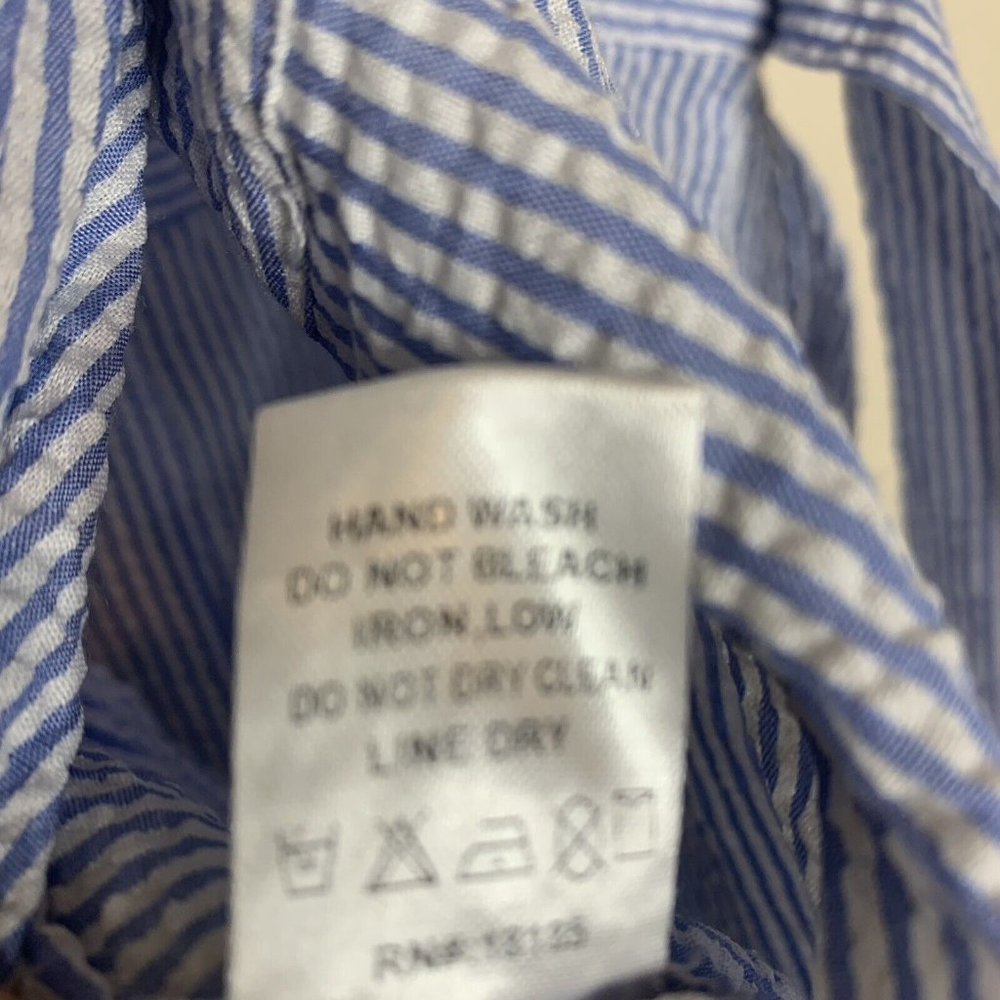 Blue and White Wide Leg Jumpsuit with Square Neckline - Picture 10 of 10